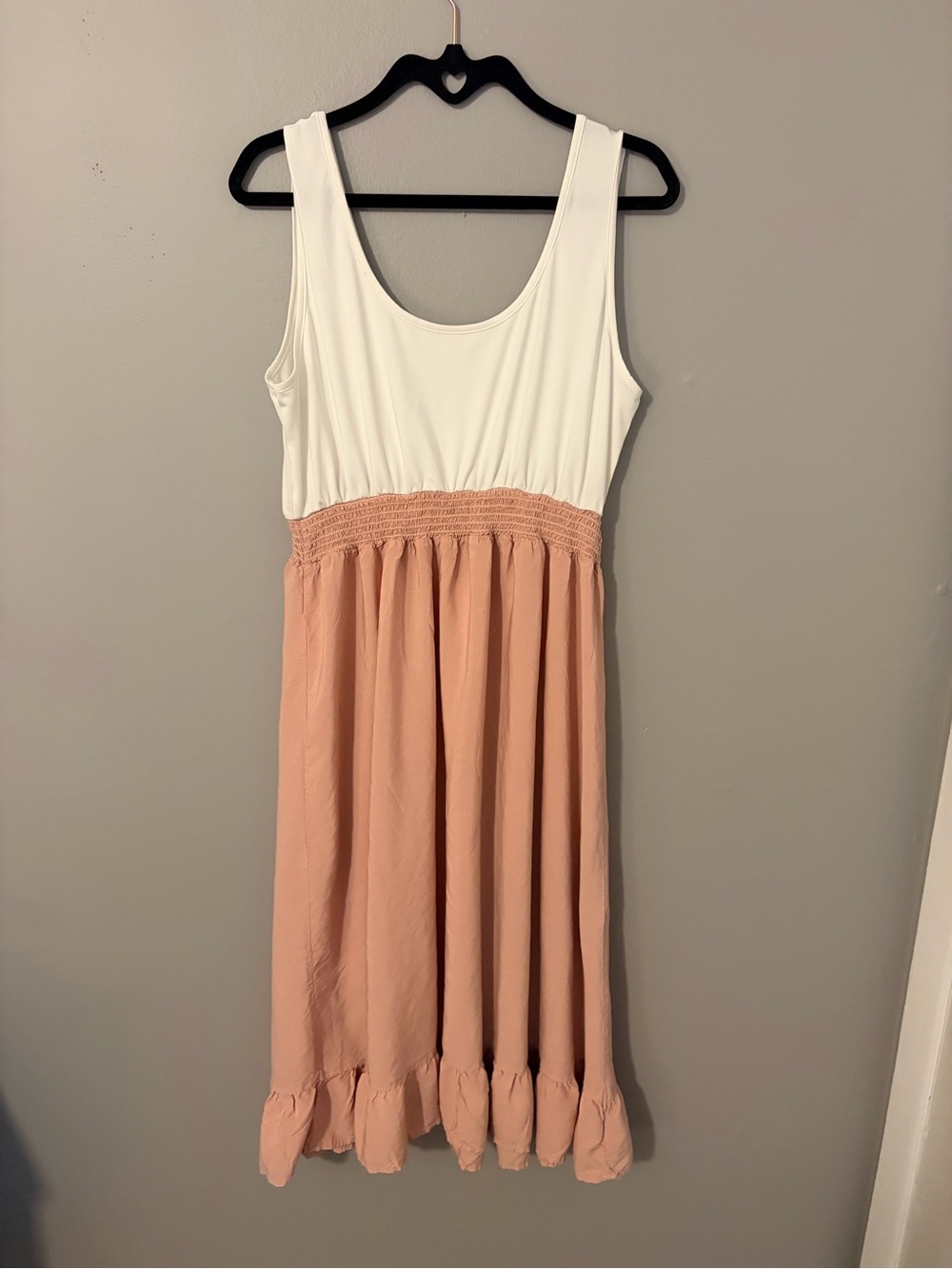 CUPSHE White & Blush Pink Two-Tone Sleeveless Midi Dress